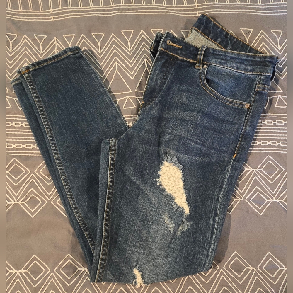 Armani Exchange Womens Cropped Distressed Skinny Jeans Size 28